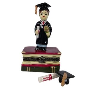 Graduation Ceramic Hinged Keepsake Trinket Box w Box